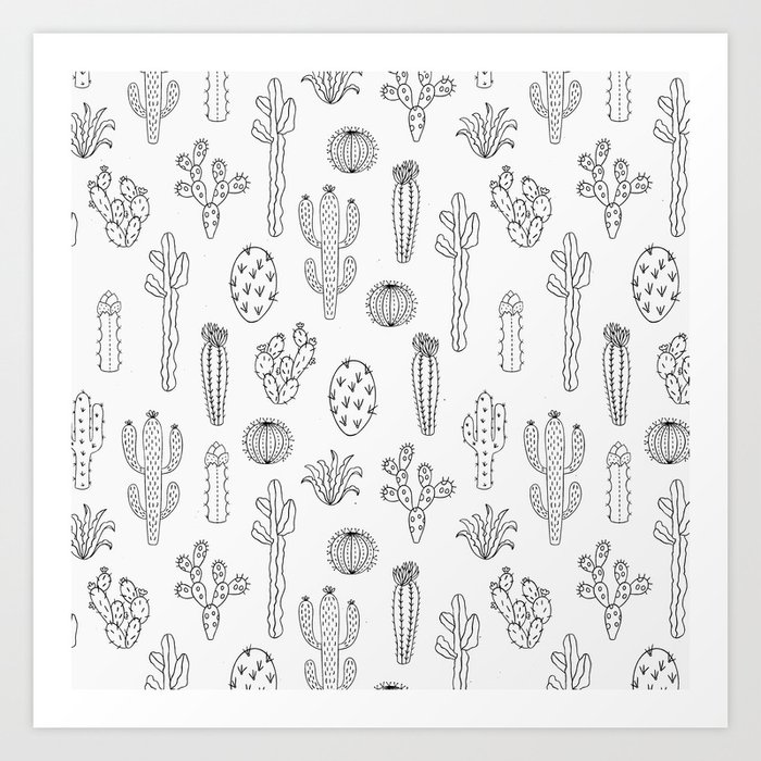 X-Large 28 x 20 Cactus Silhouette White and Black by Lavieclaire on Rectangular Pillow X-Large 28 x 20 Cactus Silhouette White and Black by Lavieclaire on Rectangular Pillow